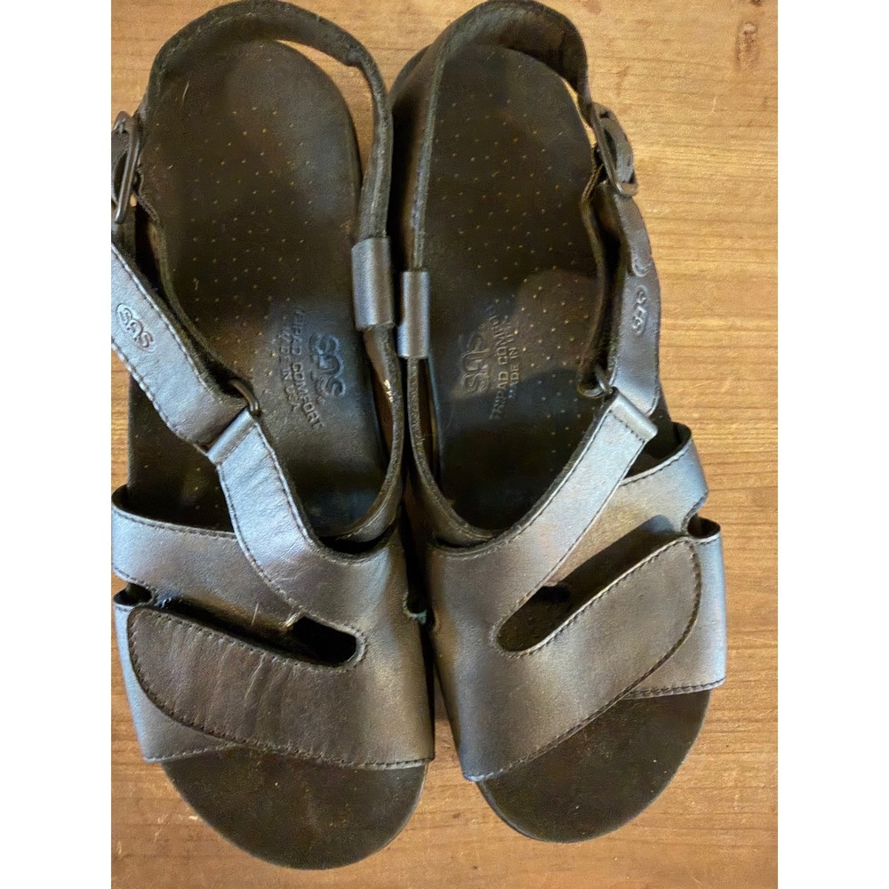 SAS Tripad Comfort Black Leather Slingback Sandals Womens 9.5‎ N Made in USA - Picture 4 of 7
